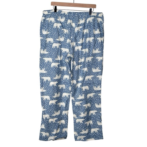 Hanna Andersson Unisex Holiday Polar Bear Flannel Pajama Pants XL Blue Snow - Picture 2 of 7